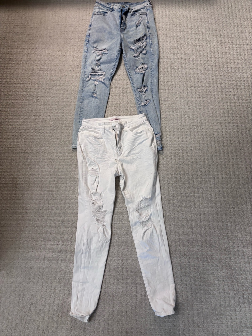 American Eagle Outfitters Light Blue and White Womens Skinny Jeans